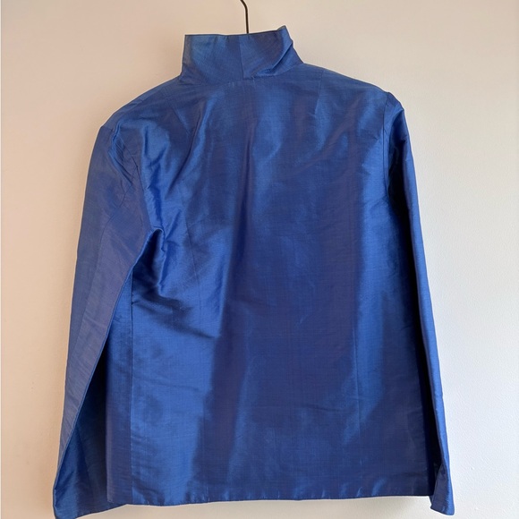 Vintage raw silk reversible formal jacket - ultramarine & ice blue - Picture 2 of 8